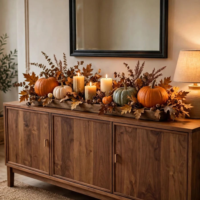Harvest Centerpiece on the Sideboard
