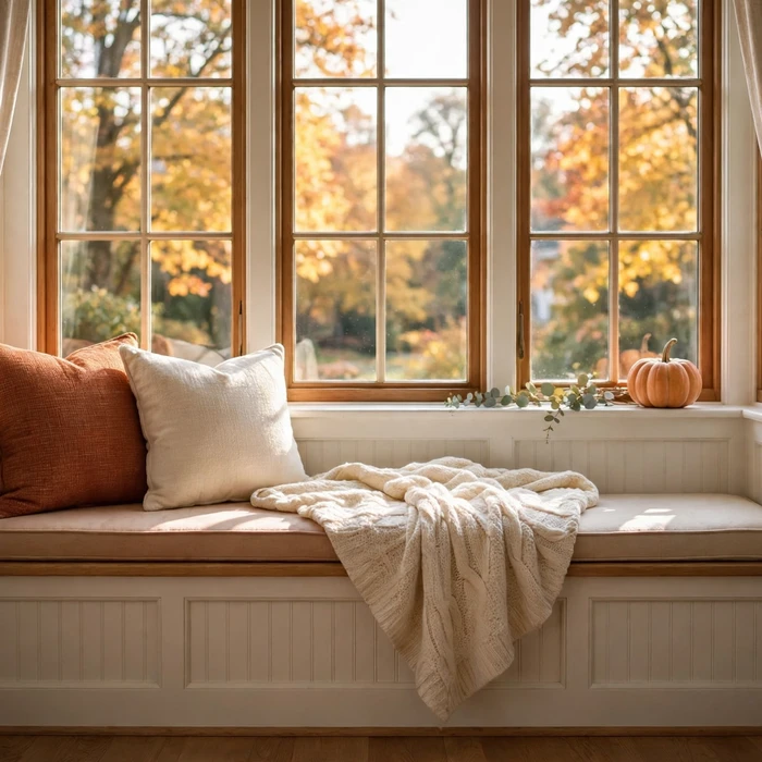 Window Seat Dressed for Autumn