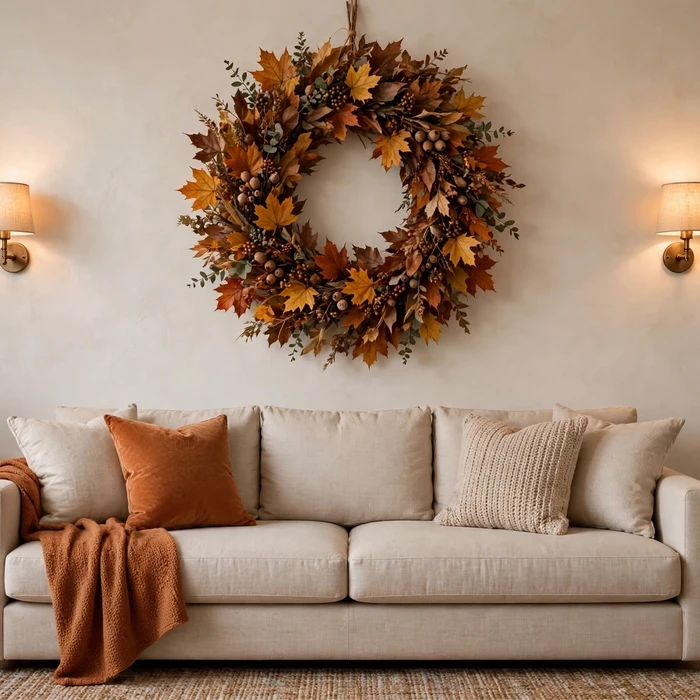 Autumn Wreath Above the Sofa