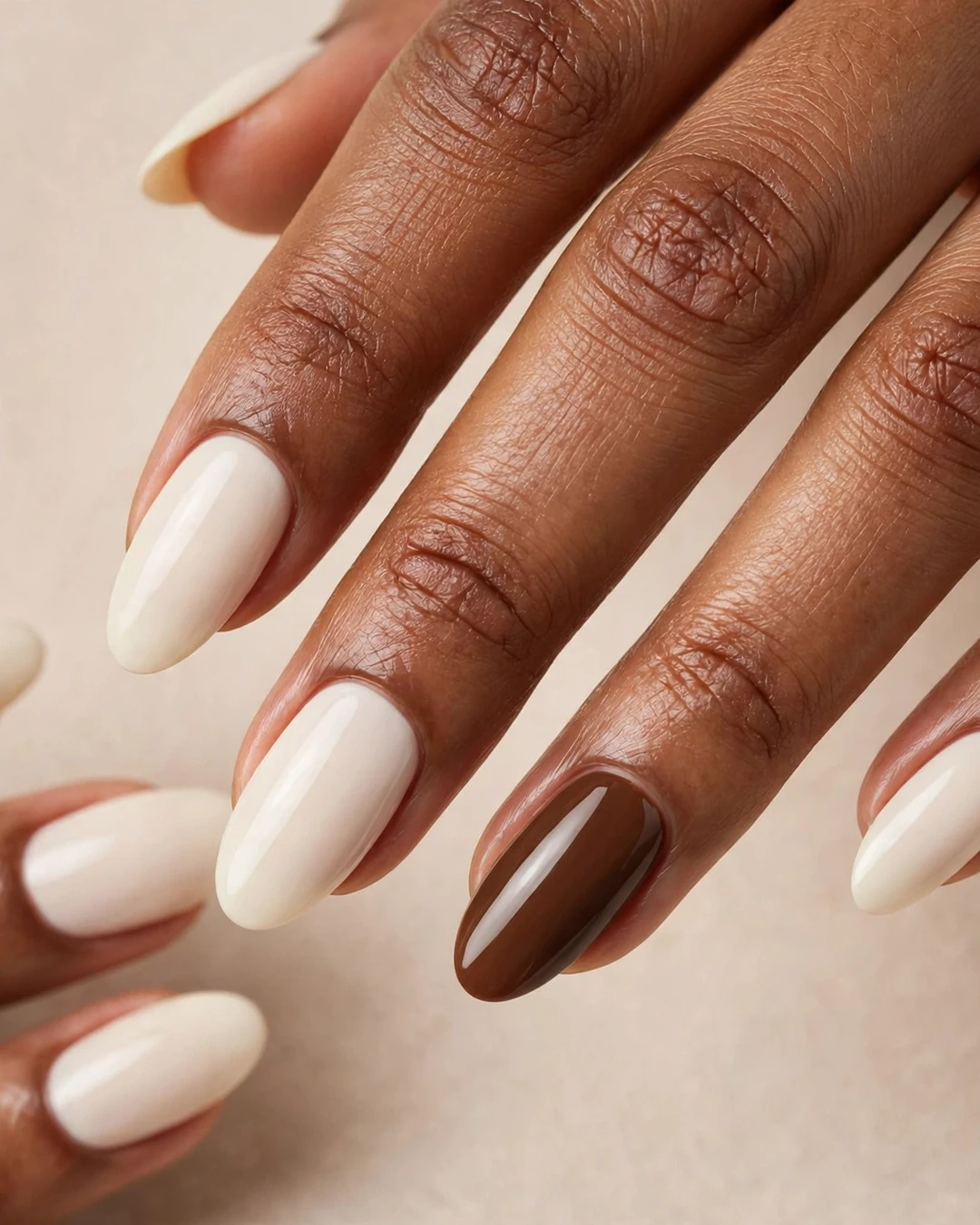 Vanilla with a Coffee Accent Nail