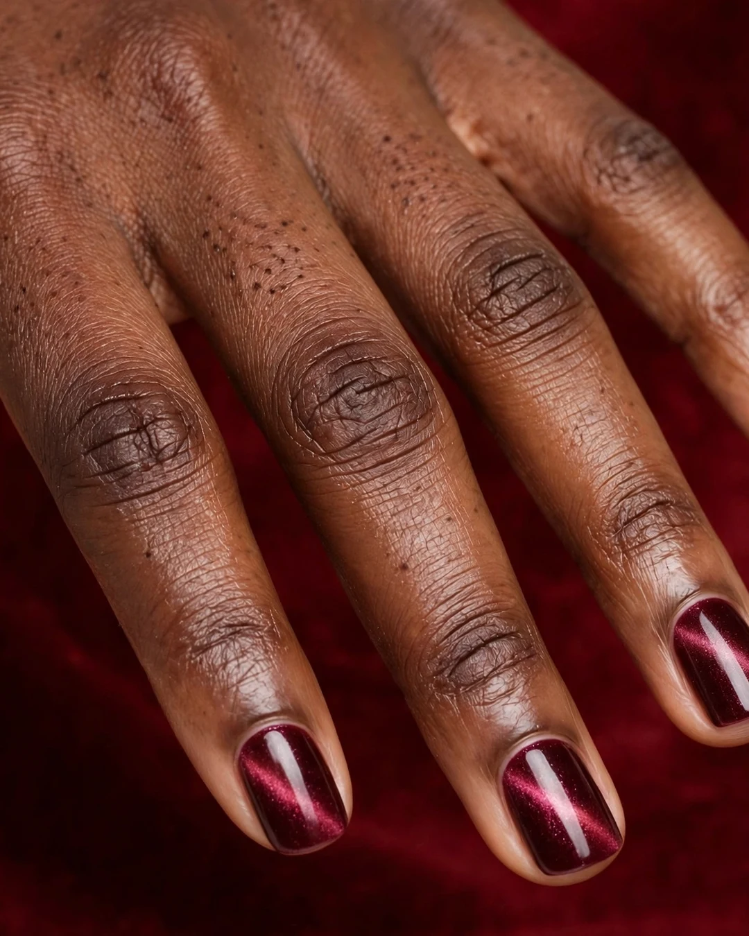 Classic Burgundy Velvet Nails