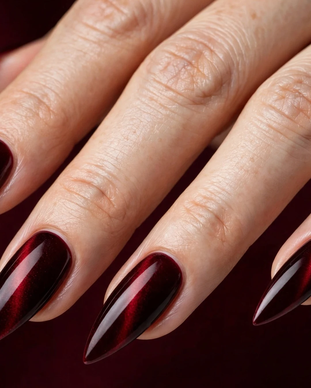 Cherry Noir Velvet Nails