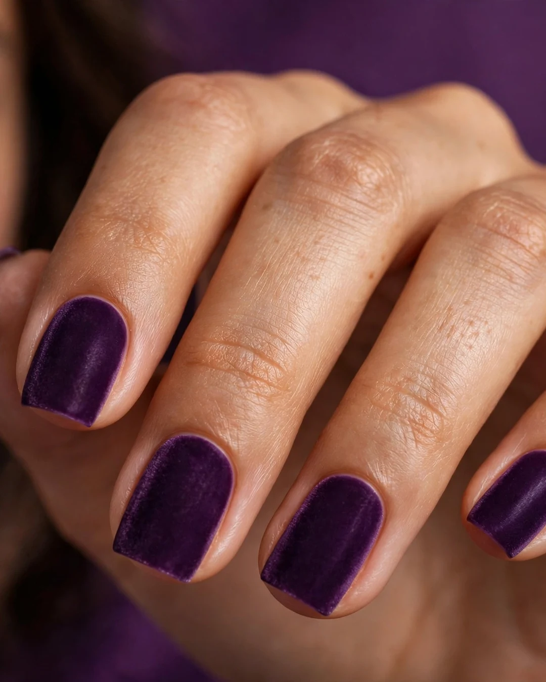 Eggplant Purple Velvet Nails