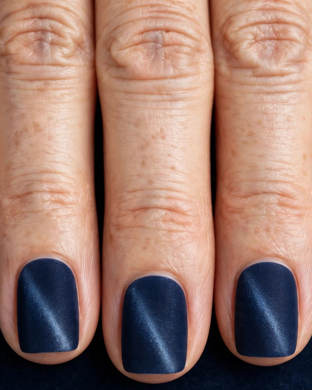 Navy Matte Velvet Square Nails