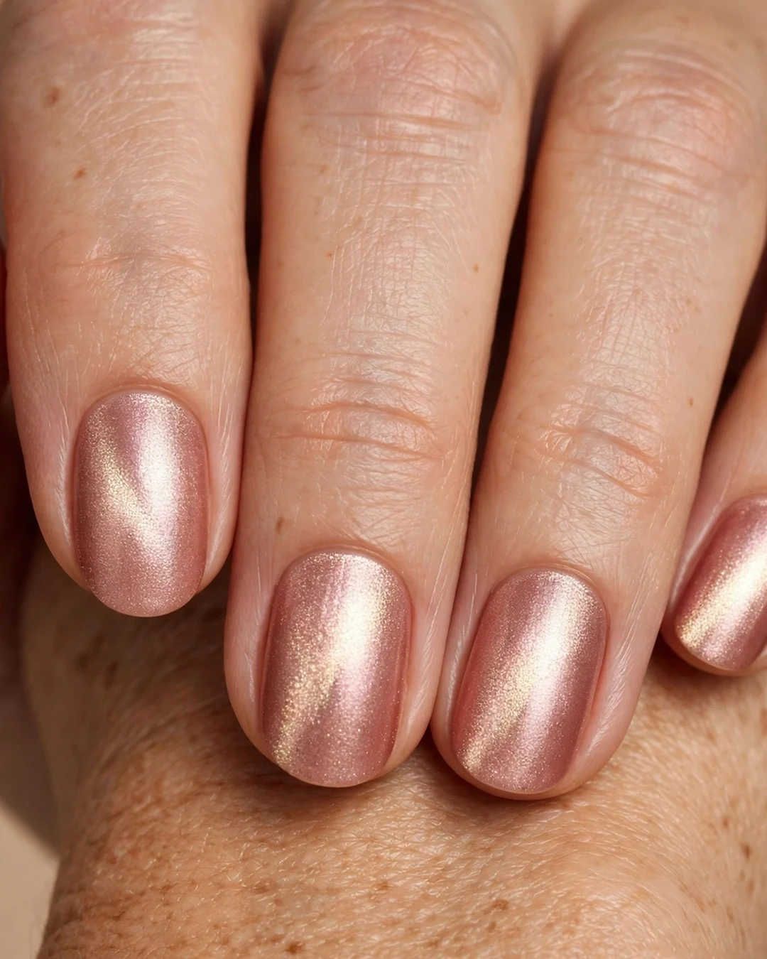 Rose Gold Velvet Shimmer Nails