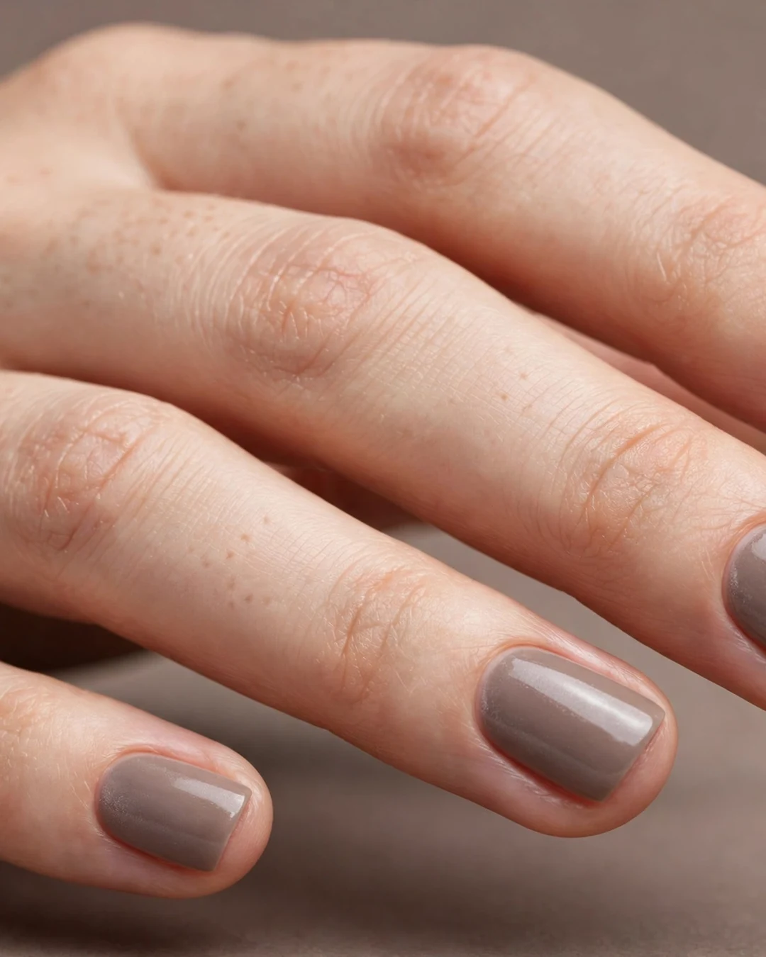 Soft Taupe Velvet Nails