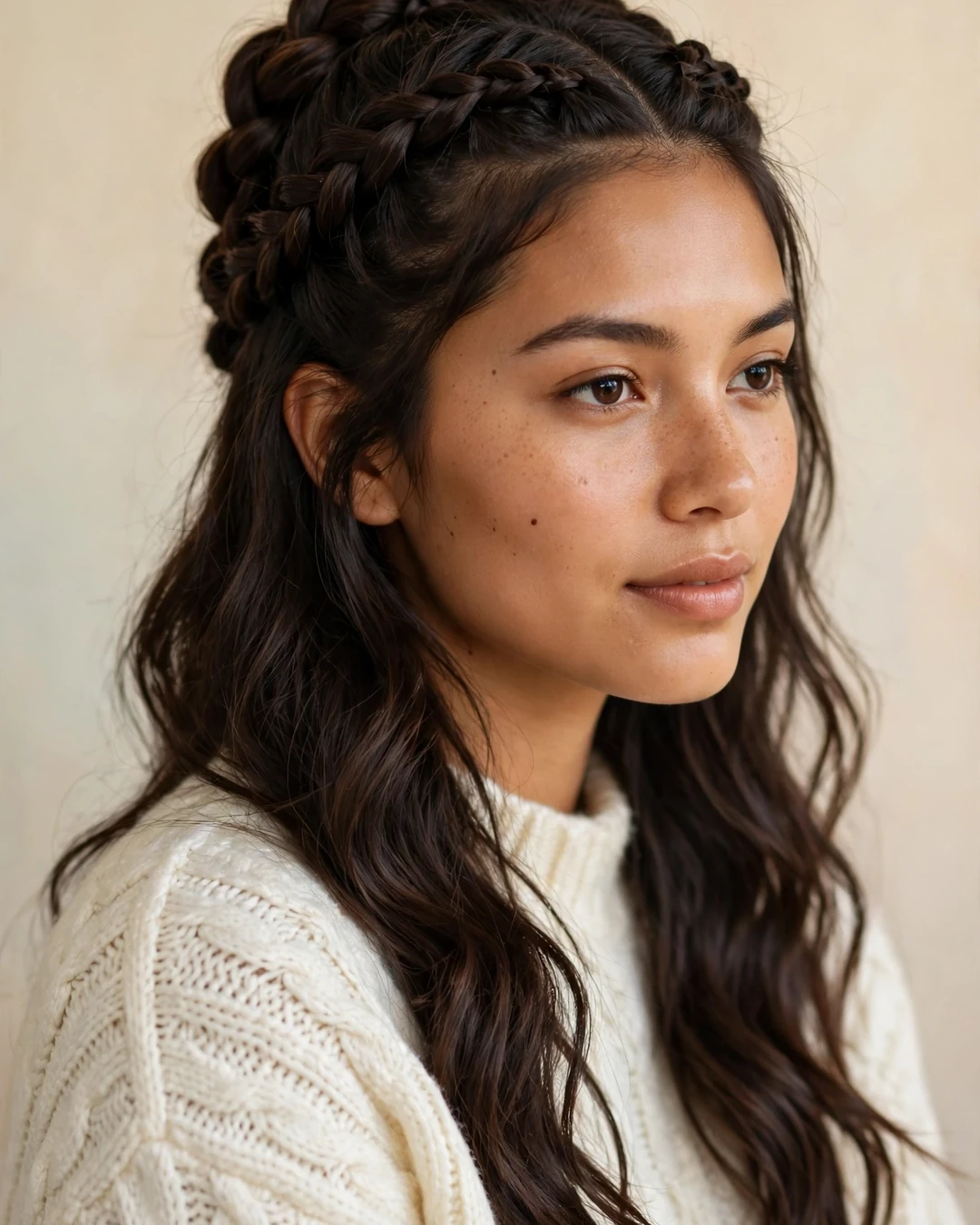 Half-Up Twisted Crown for Winter