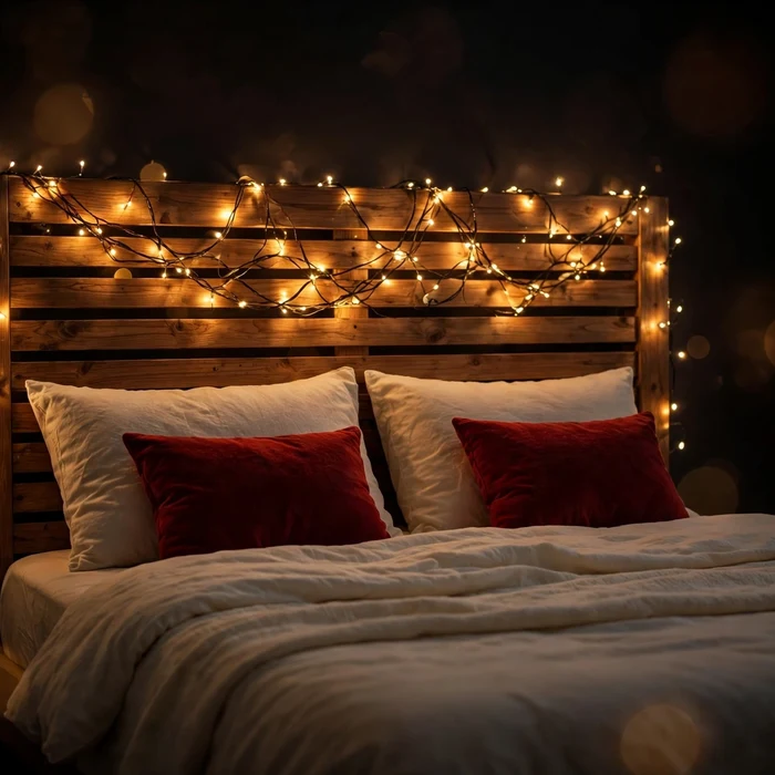 Drape String Lights Over the Headboard