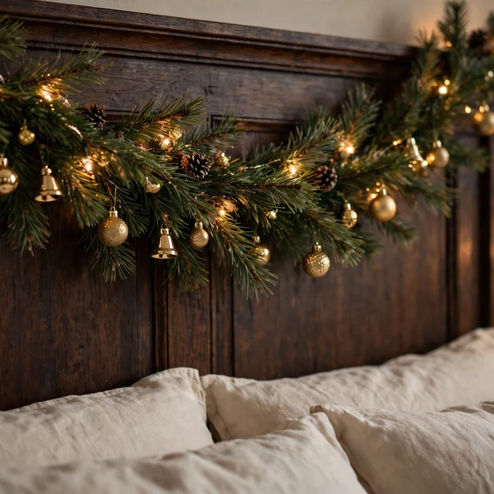 Hang Pine Garland on the Headboard