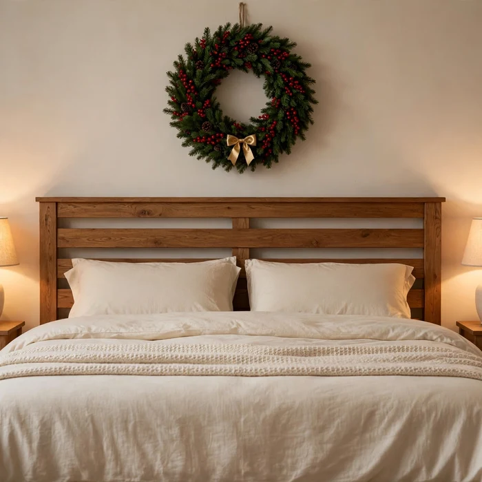 Hang a Holiday Wreath Above the Bed